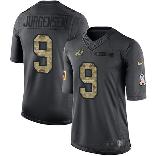 Youth Limited Sonny Jurgensen Nike Jersey Black - #9 2016 Salute to Service NFL Washington Redskins